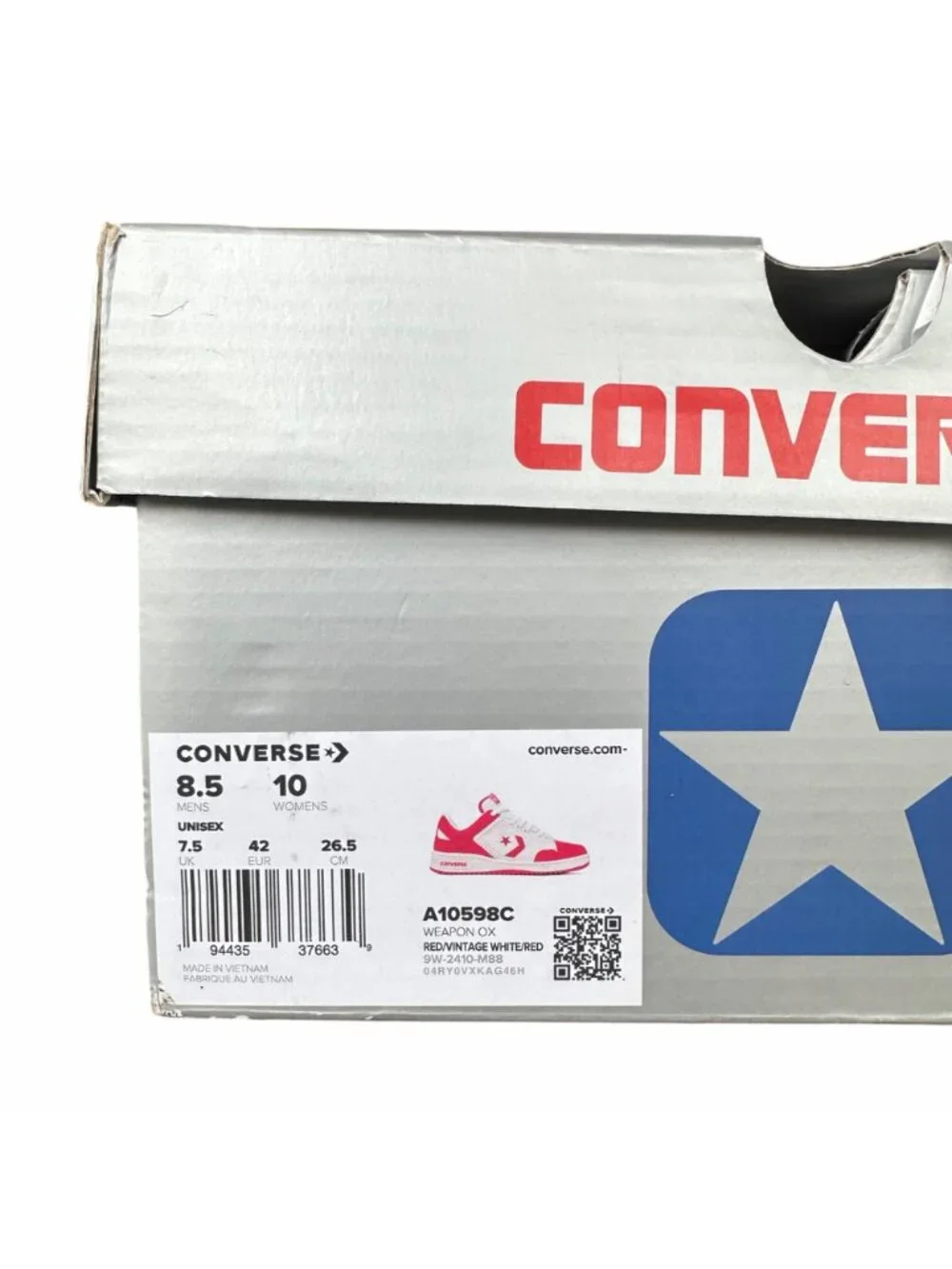 Converse Weapon Low Red White 8.5 Men Shoes Bird Magic Erving DS Sneaker A10598C